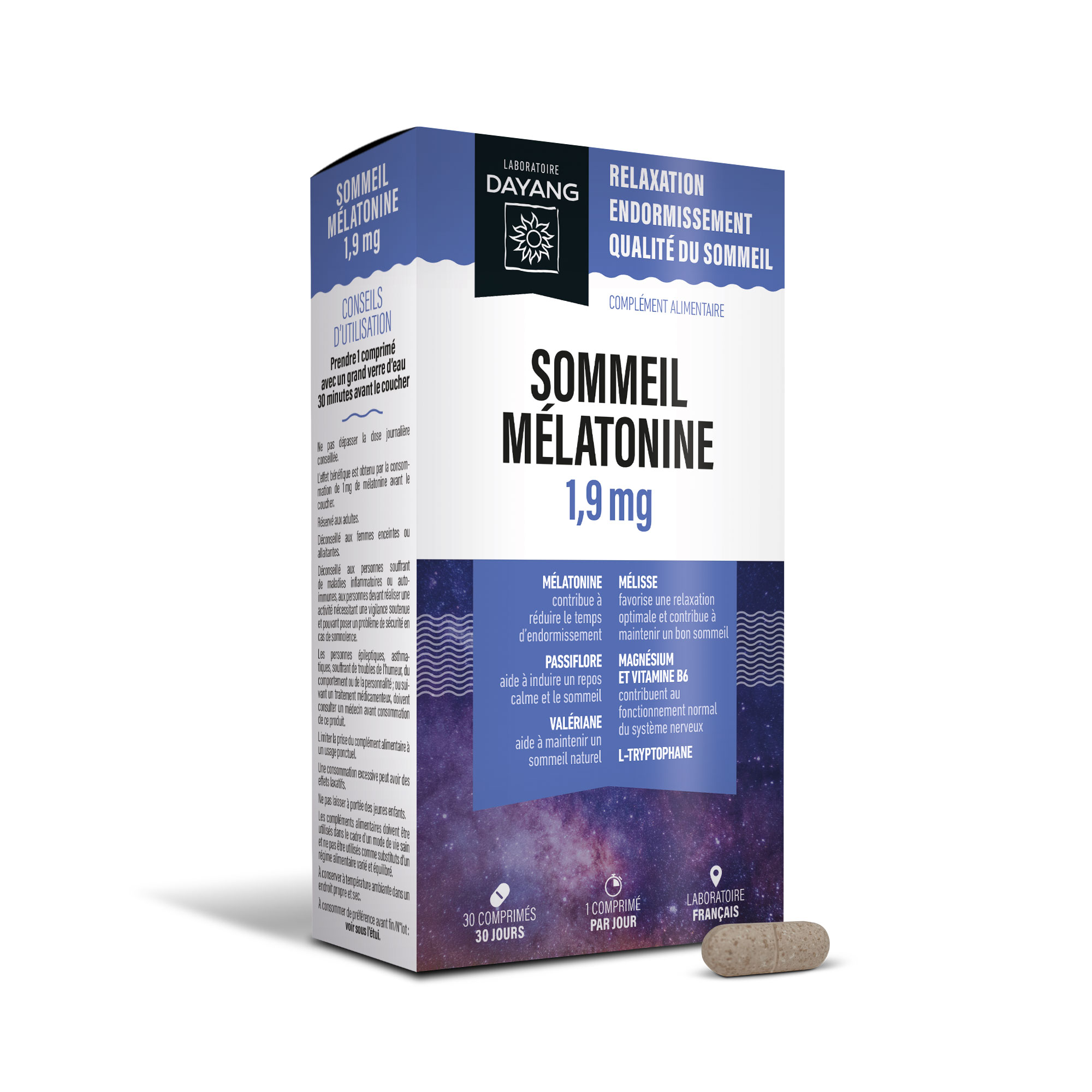 Sommeil mélatonine 1,9 mg