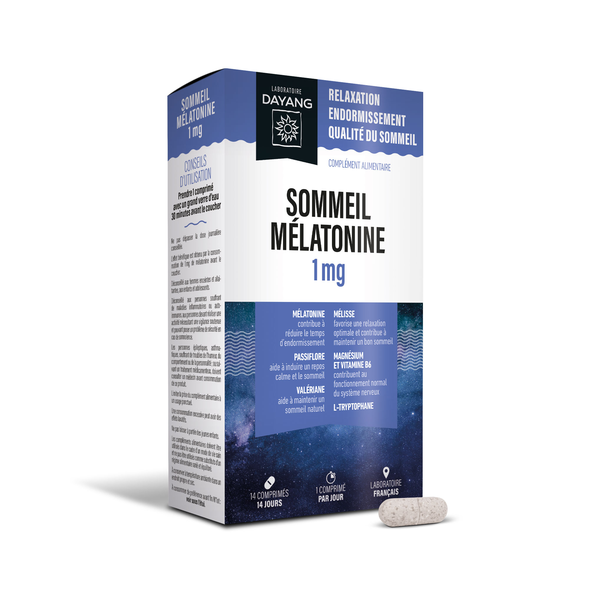 Sommeil mélatonine 1 mg
